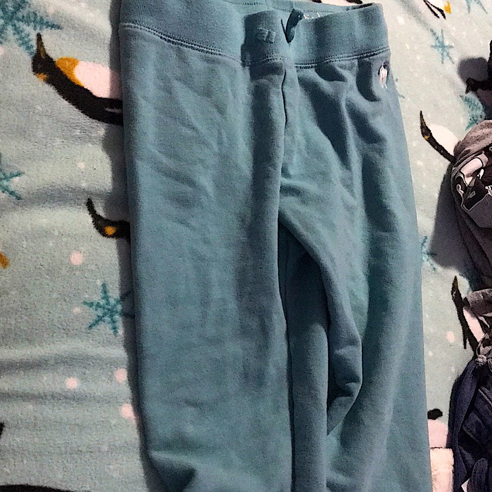 A blue pair of leggings